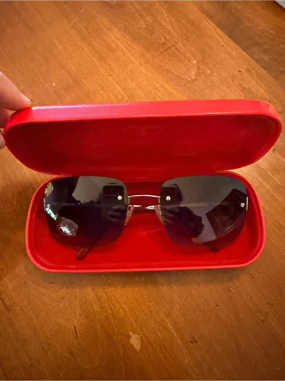 Valentino Rimless Sunglasses with Red Case